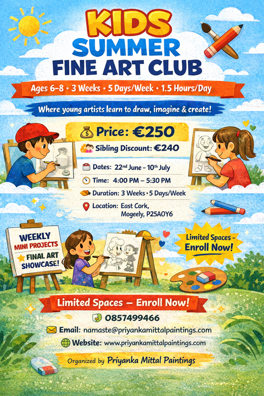 Junior Kids Summer Fine Art Club Age 6 - 8 years (3 weeks - 5 days a week)